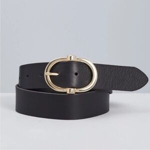 MaxMara Black Belt with Silver Buckle